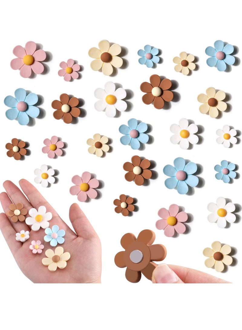 Excefore 25Pcs Mini Daisy Refrigerator Magnets - Decorative Cute Magnetic Flower Decals for Kitchen, Locker, Whiteboard, Home Office - Small Fridge Magnets Set - Image 1
