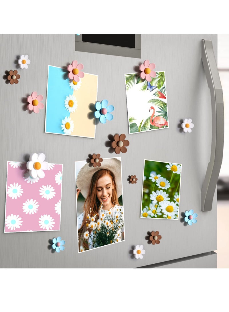 Excefore 25Pcs Mini Daisy Refrigerator Magnets - Decorative Cute Magnetic Flower Decals for Kitchen, Locker, Whiteboard, Home Office - Small Fridge Magnets Set - Image 2