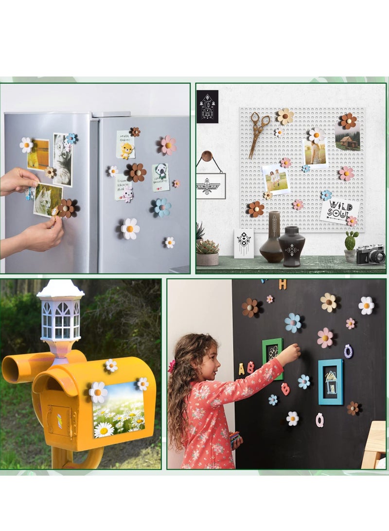 Excefore 25Pcs Mini Daisy Refrigerator Magnets - Decorative Cute Magnetic Flower Decals for Kitchen, Locker, Whiteboard, Home Office - Small Fridge Magnets Set - Image 3