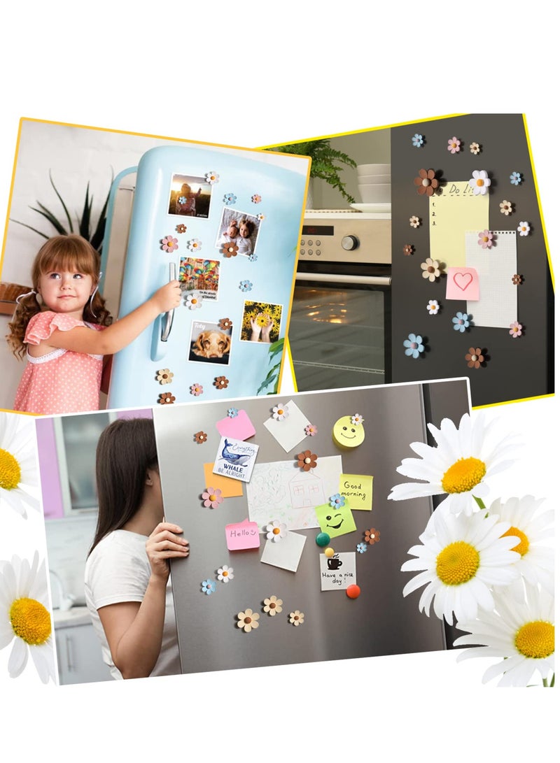 Excefore 25Pcs Mini Daisy Refrigerator Magnets - Decorative Cute Magnetic Flower Decals for Kitchen, Locker, Whiteboard, Home Office - Small Fridge Magnets Set - Image 5