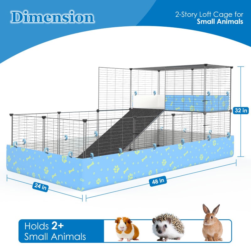 MODESLAB ق cages قفص خنازير غينيا من MODESLAB بطابقين مع غطاء، قفص كبير C&C للارنب، الجرو، الحيوانات الصغيرة، منطقة لعب داخلية للكلاب، 25 لوحة - Image 2