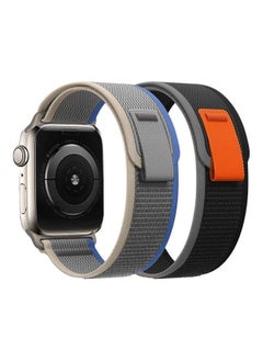 2Pack for Apple Watch Trail Band 49mm 45mm 44mm 42mm Nylon Woven Sport Strap for iWatch Series Ultra/8/7/SE/6/5/4/3/2/1 Dark Grey/Black