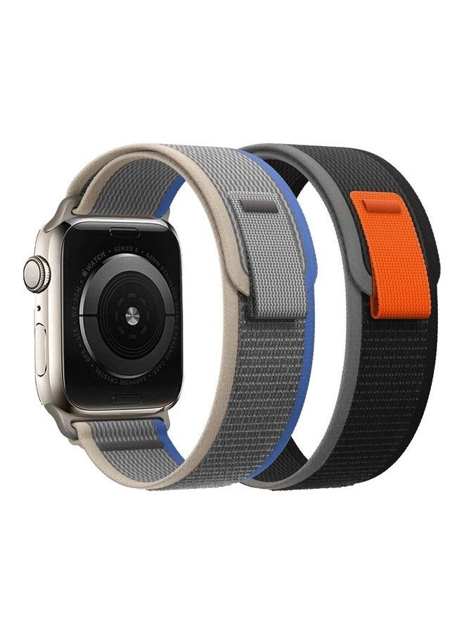 Beauenty - 2Pack for Apple Watch Trail Band 49mm 45mm 44mm 42mm Nylon Woven Sport Strap for iWatch Series Ultra/8/7/SE/6/5/4/3/2/1 Dark Grey/Black - Image 1
