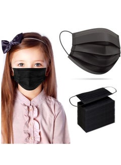 MedOne 50 Pieces 3 Ply Kids Face Mask Disposable Face Mask For Kids Black  - Image 2