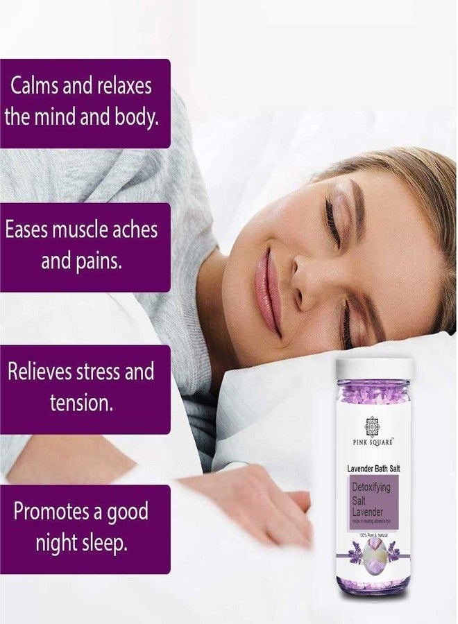 Pink Square Detoxifying Lavender Bath Salt for Men & Women, | Helps Relieve Body Pain & Stress | Aura Cleansing Bath Salt | Relaxation & Removes Negative Energy | Ideal for Home Spa & Self-Care | Pack of 1_200 g - Image 1
