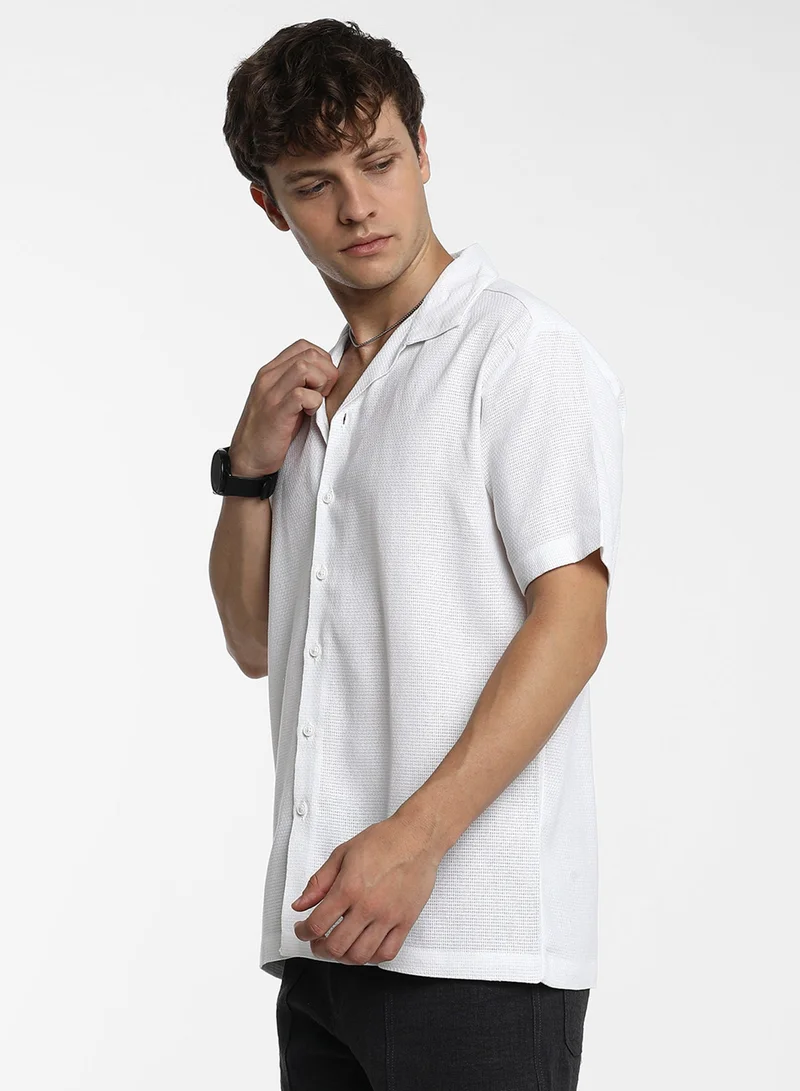 CAHOOT  Men's Chalk White Solid Knit Shirt for Men | Best Price UAE