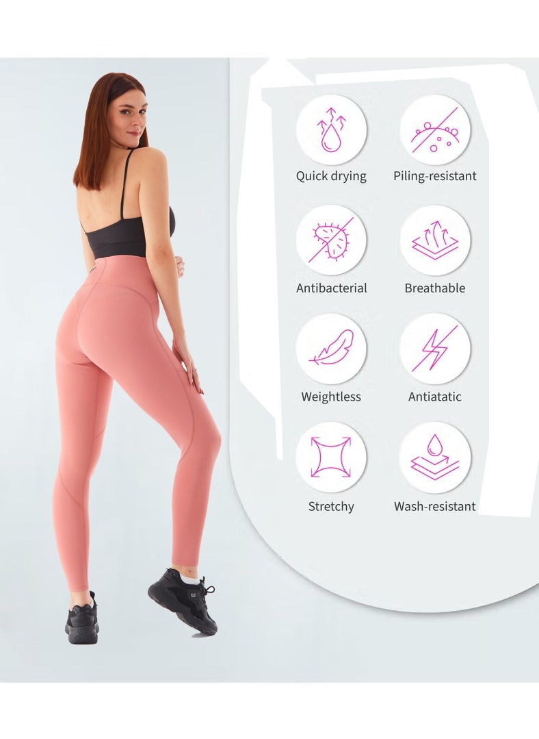 Form Angel - Turkey Sports Leggings for Women High Waisted Ladies Workout Running Fitness Yoga Gym Pants with Tummy Control Pink - Image 1