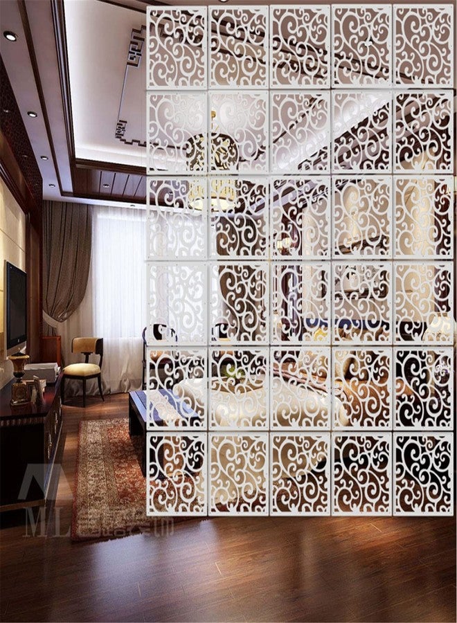 BMIDRUT 12Pcs White Hanging Room Divider,Wood-Plastic Room Divider DIY Panel Screens Partition Wall Dividers Room Decoration with All Accessories 11.4x11.4 Inch - Image 3