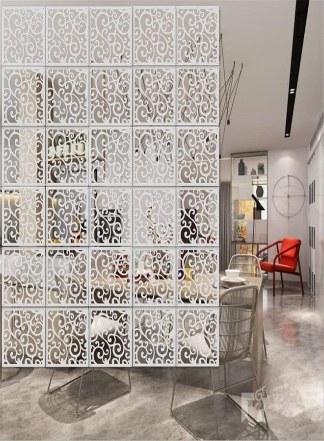BMIDRUT 12Pcs White Hanging Room Divider,Wood-Plastic Room Divider DIY Panel Screens Partition Wall Dividers Room Decoration with All Accessories 11.4x11.4 Inch - Image 2