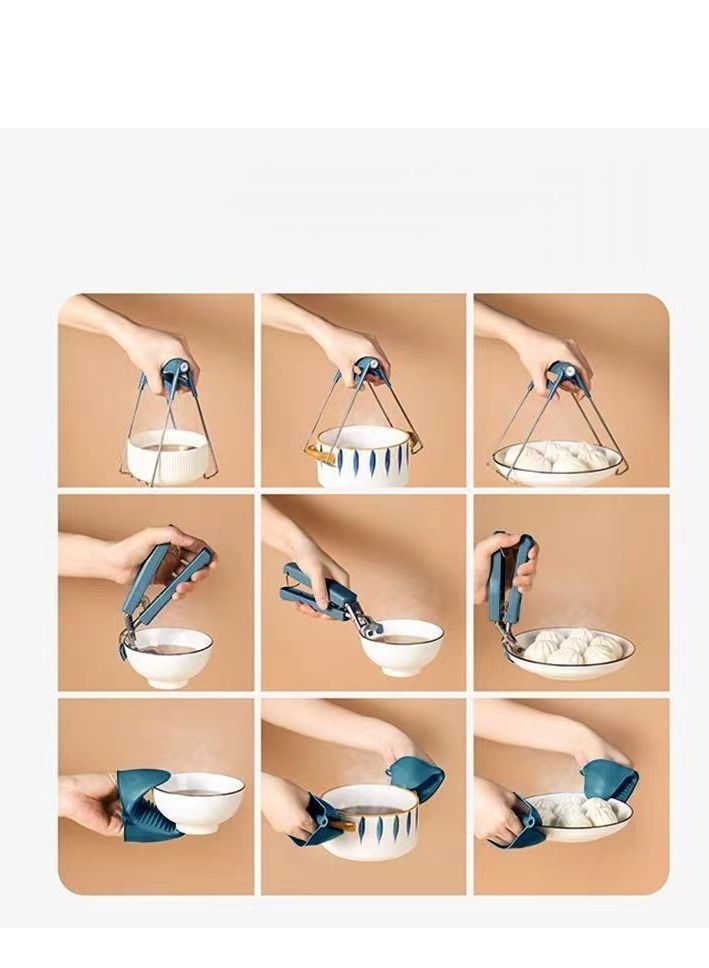 6Pcs Oven Gloves Stainless Steel Cooking Bowl Clip Insulation Table Mat Silicone Kitchen Anti-scalding Heat Resistant Tools  - Image 2