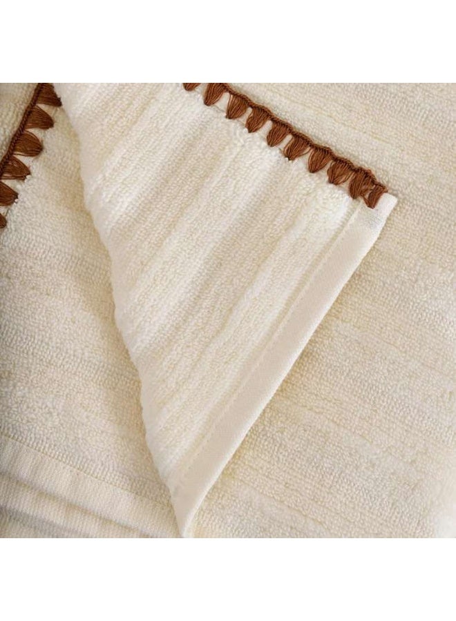 Pan Home Ribbed Zero Twist Hand Towel - Cream - Image 2