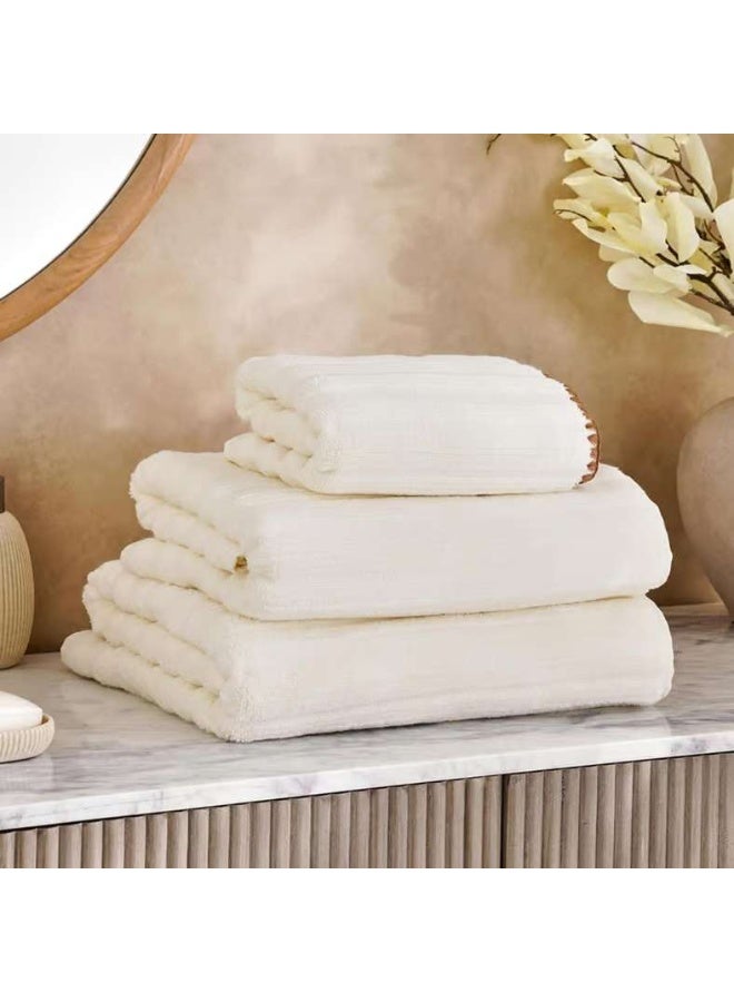 Pan Home Ribbed Zero Twist Hand Towel - Cream - Image 3