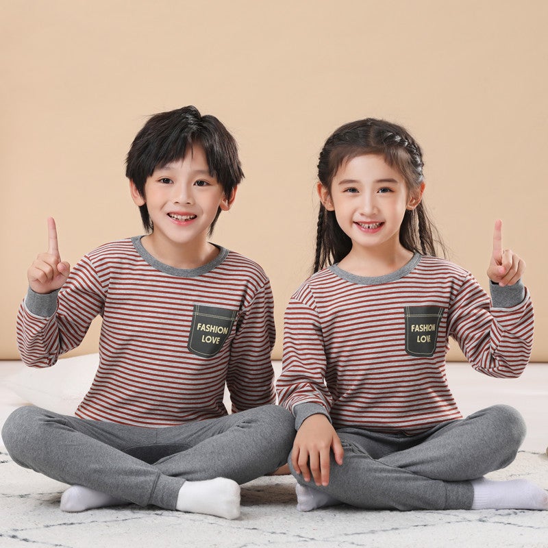 Children'S Clothing On Behalf Of Children'S Cotton Thermal Underwear Set Boys And Girls Autumn Clothing Autumn Pants Home Clothing - Image 2