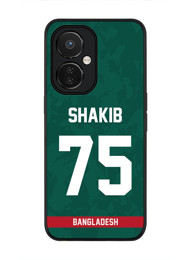 Stylizedd Cover for Nord CE 3 Lite, Rugged Black Slim fit Soft Flexible Thin Protective Phone Cases - Player Name - Shakib Al Hasan, Jersey Number- 75 - Image 1
