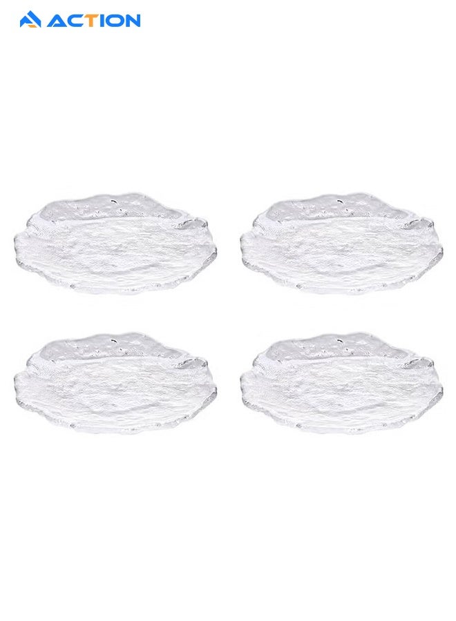 أكشن مجموعة أطباق عشاء زجاجية مكونة من 4 قطع، طبق حلوى، طبق فاكهة للوجبات الخفيفة، طبق كعكة حلوى لحفلات الشاي بعد الظهر، مثالية للوجبات الخفيفة والفواكه والحلويات والكعك - Image 1