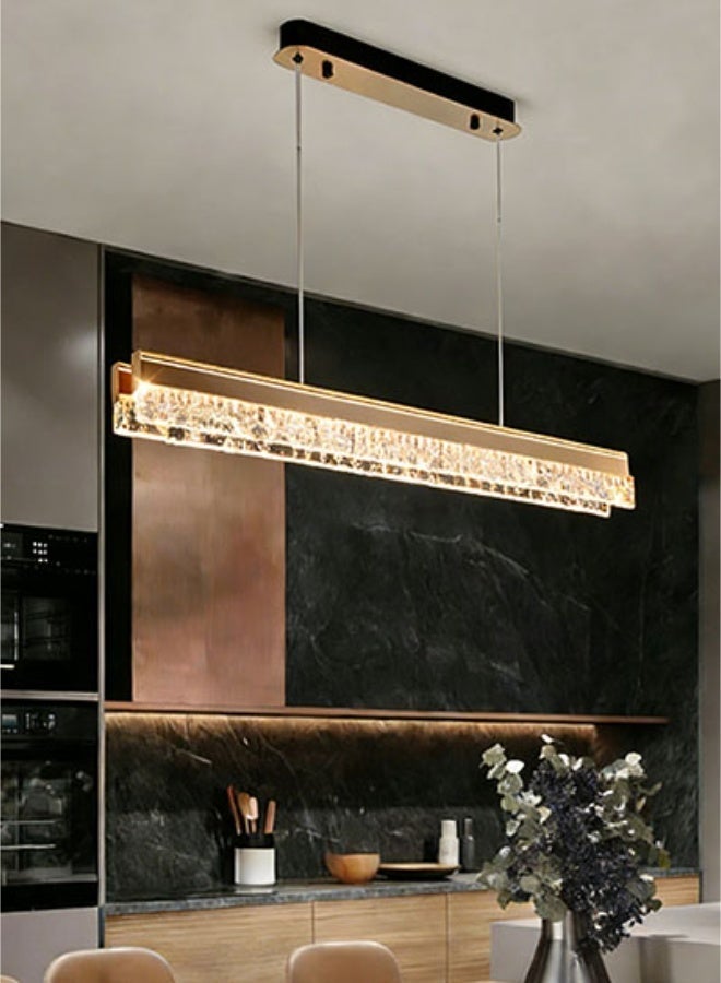 Modern Crystal LED Chandelier, Adjustable 3 Color Pendant Ceiling Light for Living Room Dining Room Foyer, Gold - Image 3