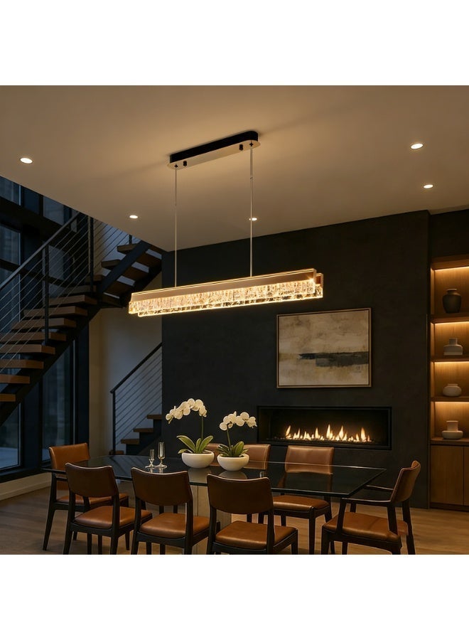 Modern Crystal LED Chandelier, Adjustable 3 Color Pendant Ceiling Light for Living Room Dining Room Foyer, Gold - Image 5