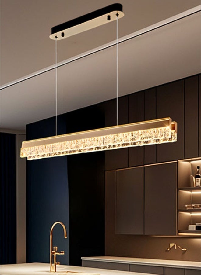 Modern Crystal LED Chandelier, Adjustable 3 Color Pendant Ceiling Light for Living Room Dining Room Foyer, Gold - Image 1