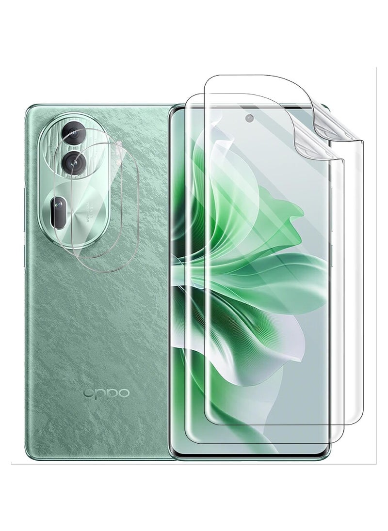 جنرال متوافق مع OPPO Reno 11 Pro حامي الشاشة، حزمة 2 حامي شاشة مرن من TPU وحزمة 2 حامي لعدسة الكاميرا من الزجاج المقسى، عالية الوضوح، مقاوم للخدش وخالي من الفقاعات.  - Image 1