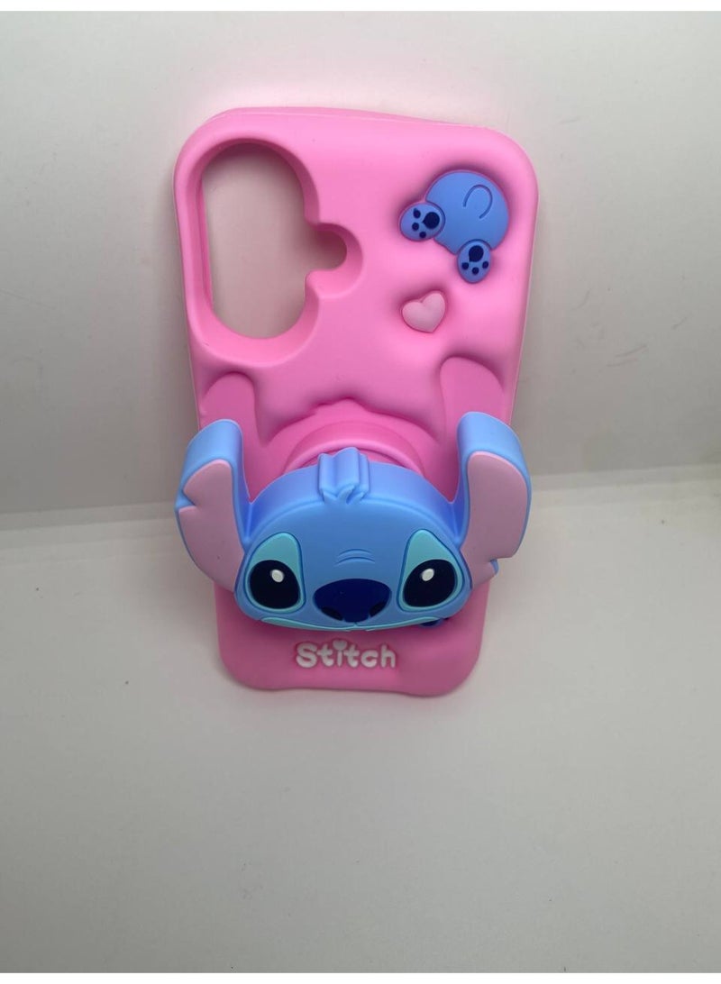 Ecosystem Stylish 3D Cartoon Case Compatible for iPhone 16-Round Protection, Anti-Slip, Scratch-Resistant, and Fun Aesthetic Cover (Pink Stitch POP Socket) - Image 3