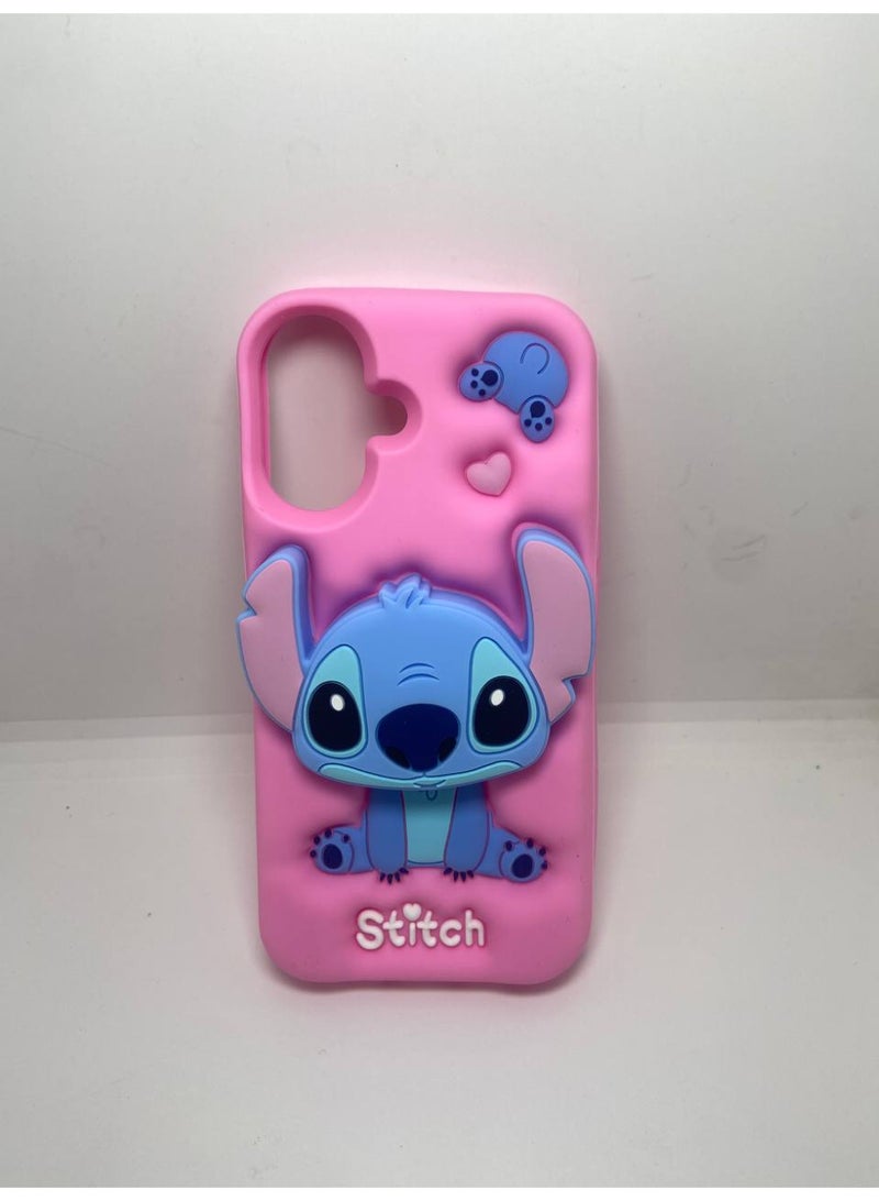 Ecosystem Stylish 3D Cartoon Case Compatible for iPhone 16-Round Protection, Anti-Slip, Scratch-Resistant, and Fun Aesthetic Cover (Pink Stitch POP Socket) - Image 2