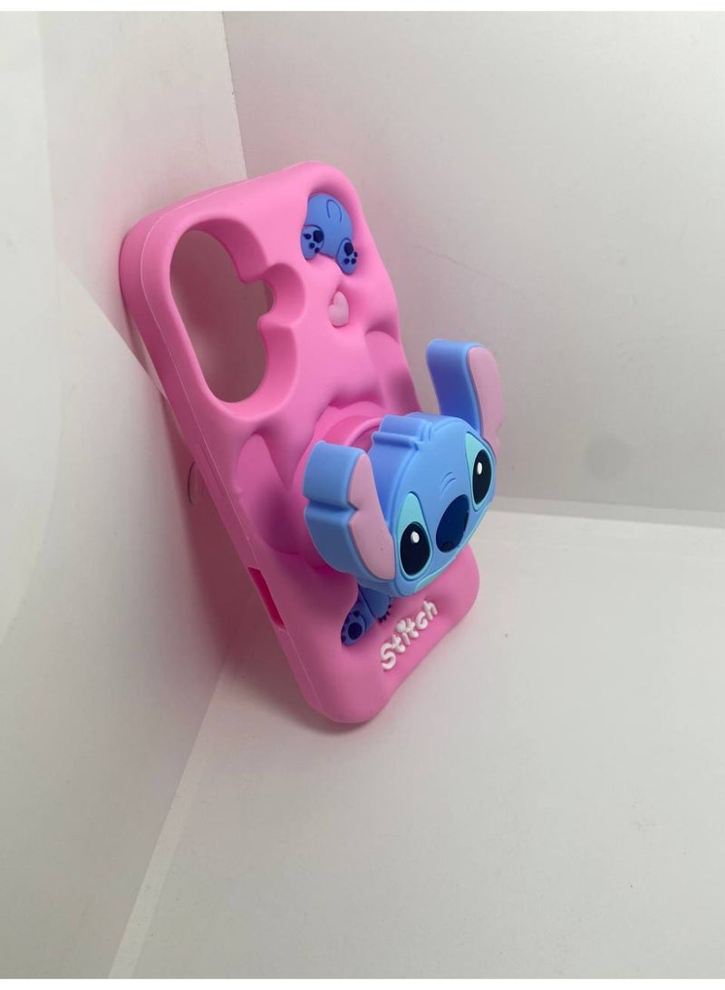 Ecosystem Stylish 3D Cartoon Case Compatible for iPhone 16-Round Protection, Anti-Slip, Scratch-Resistant, and Fun Aesthetic Cover (Pink Stitch POP Socket) - Image 4