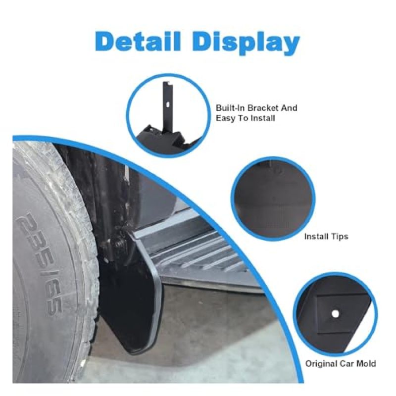 Mud Flaps: Black Heavy-Duty Polypropylene, No-Drill Bolt-On Installation - Perfect Molded Fit Mud Guards for Ford Transit MK8 V363 (2014-2024) Crew, Extended Utility, Standard Passenger Vans - Image 5