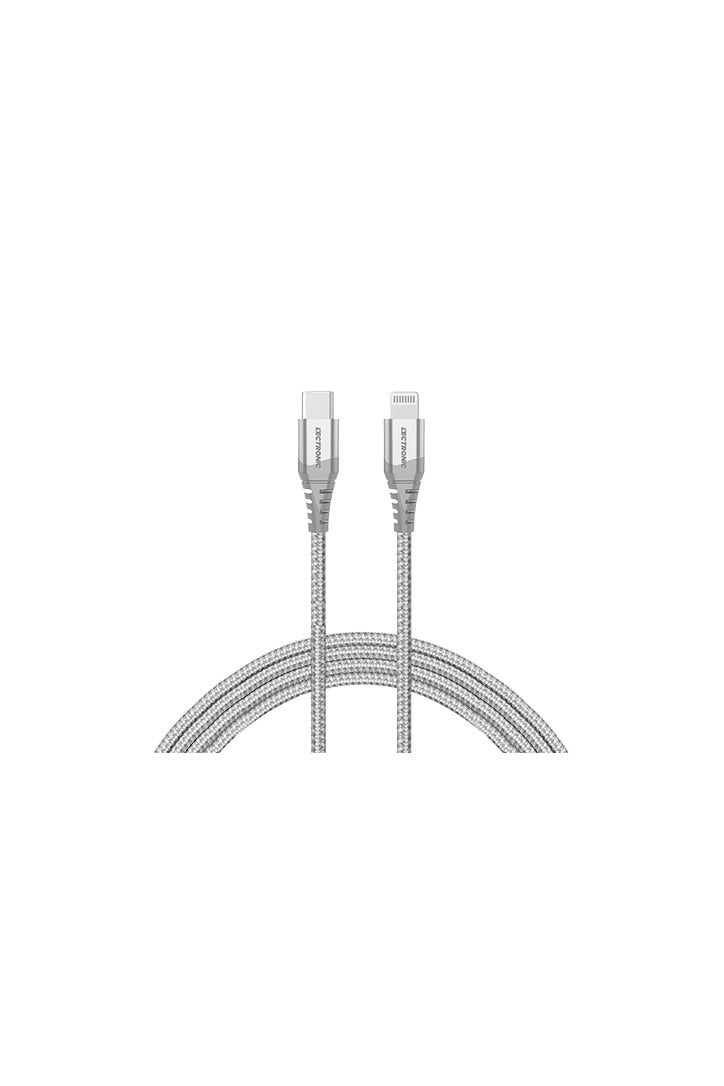 ليكترونيك كيبل شحن LeCtronic معتمد من ابل – T-C إلى Lightning – نايلون مجدول 1.5 متر – لون فضي-AE - Image 2