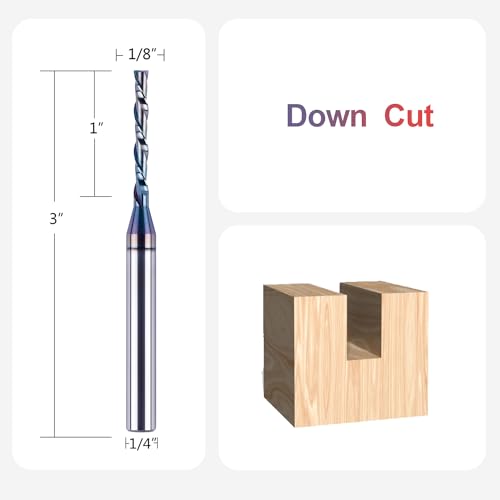 SpeTool 1/8 Inch Spiral Downcut Router Bit 1/4 Inch Shank Extra Long 3 Inch with Extra Long Life Coating CNC Carbide Router Wood Bits - Image 2