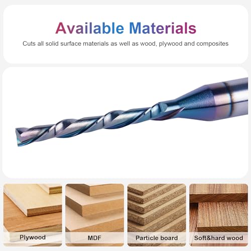 SpeTool 1/8 Inch Spiral Downcut Router Bit 1/4 Inch Shank Extra Long 3 Inch with Extra Long Life Coating CNC Carbide Router Wood Bits - Image 5