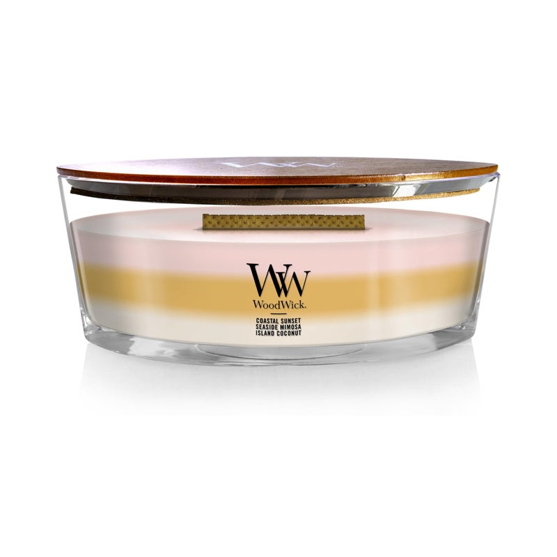 WoodWick Island Getaway Scented Trilogy Ellipse Candle Crackles at it Burns Up to 50 hrs burn time 16oz