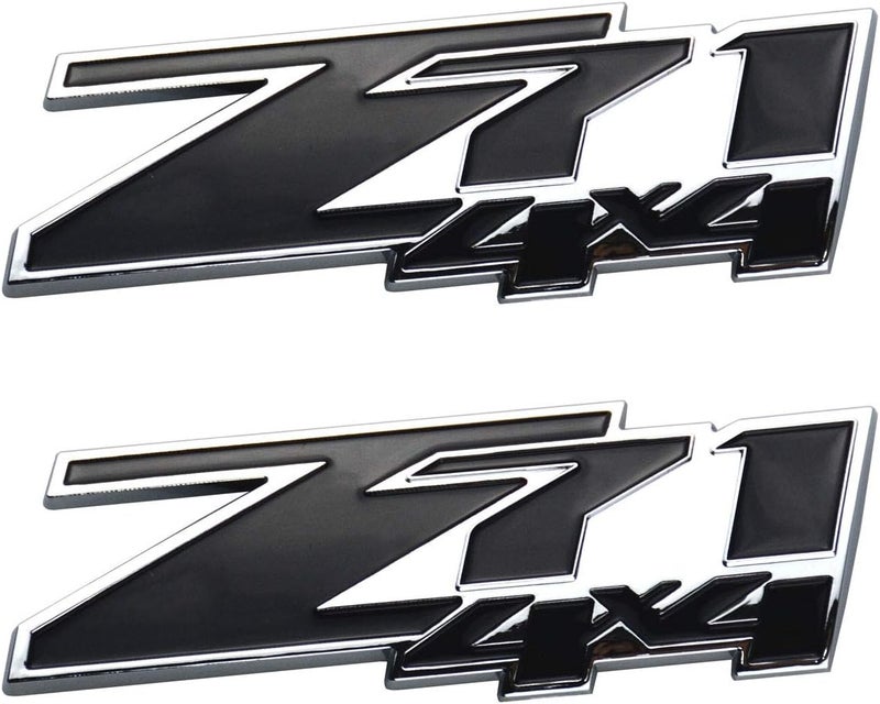 Aimoll 2pcs Z71 4x4 Emblems Badges, 3D ABS Decal Emblems Replacement for Chevy GMC Silverado (Chrome Black) - Image 1