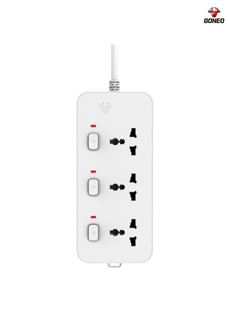 GONEO 3-Way Power Extension Cord 5M with 3 Universal Sockets, Individual Switches, Multi Plug Power Strip With Hanging Holes Extension Lead for Home Officeme & Office - Image 3