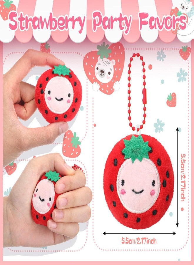 Equsion 24 Pcs Strawberry Party Favors Cute Strawberry Plush Fruit Keychains Fruit Party Supplies Stuffed Keychain Charm Plush Pendant for Berry First Berry Sweet Birthday Decorations Summer Gifts - Image 2