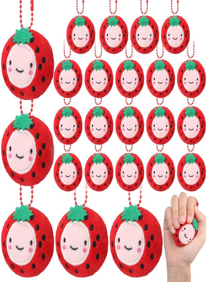 Equsion 24 Pcs Strawberry Party Favors Cute Strawberry Plush Fruit Keychains Fruit Party Supplies Stuffed Keychain Charm Plush Pendant for Berry First Berry Sweet Birthday Decorations Summer Gifts - Image 1