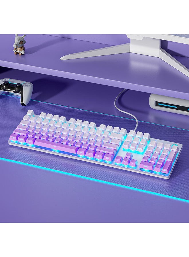 Hp Mechanical Keyboard, Wired For Office, E-sports And Gaming, Compatible With Desktop And Laptop Computers, Side-engraved Gradient Purple And Cyan Switches, 104 Keys - Image 4