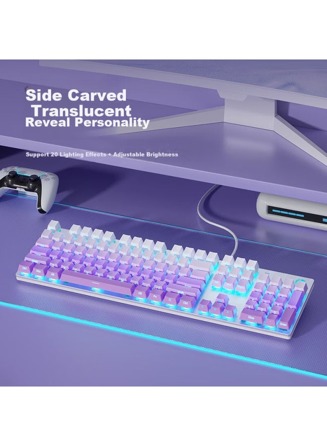 Hp Mechanical Keyboard, Wired For Office, E-sports And Gaming, Compatible With Desktop And Laptop Computers, Side-engraved Gradient Purple And Cyan Switches, 104 Keys - Image 2