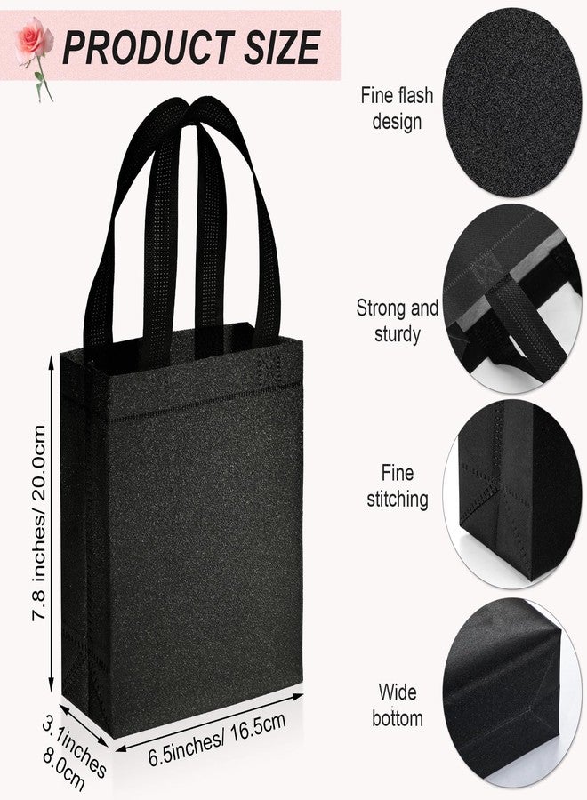 Woanger 48 Pack Glitter Gift Bags with Handle Reusable Goodie Bags Non Woven Glitter Bling Tote for Wedding Birthday Bridal Shower Holiday Party(6.5 x 3.1 x 7.8 Inch,Dark Color) - Image 2
