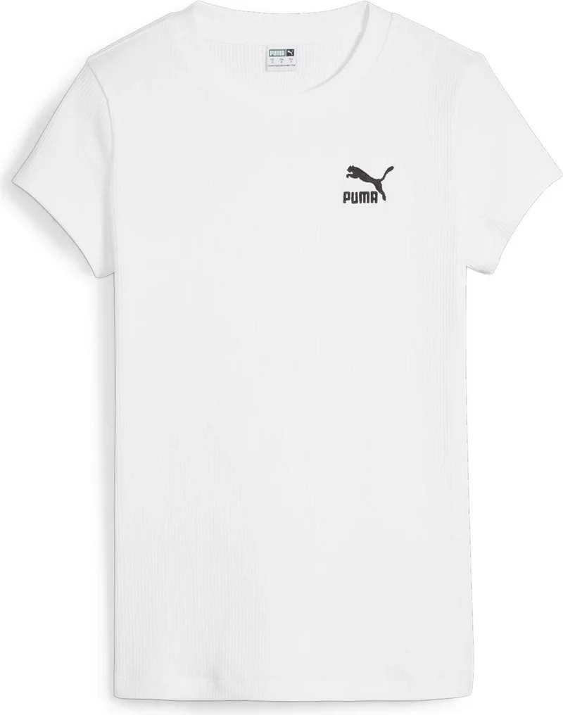 بوما Women's White Classics Ribbed Slim Tee White Women's T-Shirt