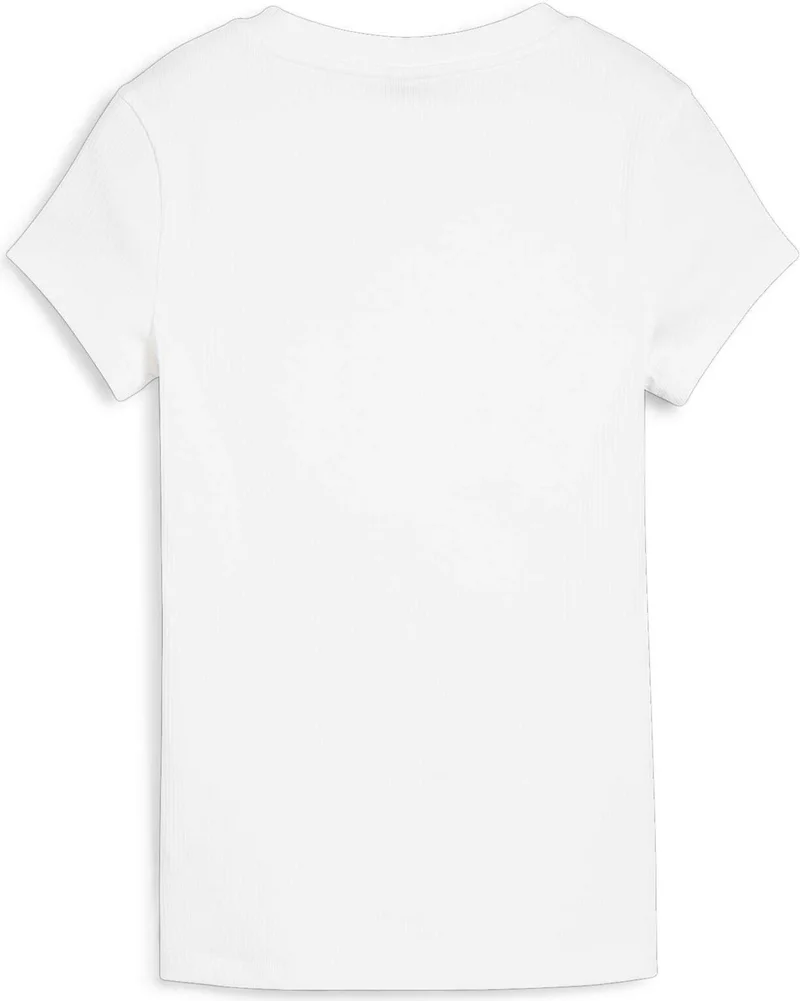 بوما Women's White Classics Ribbed Slim Tee White Women's T-Shirt