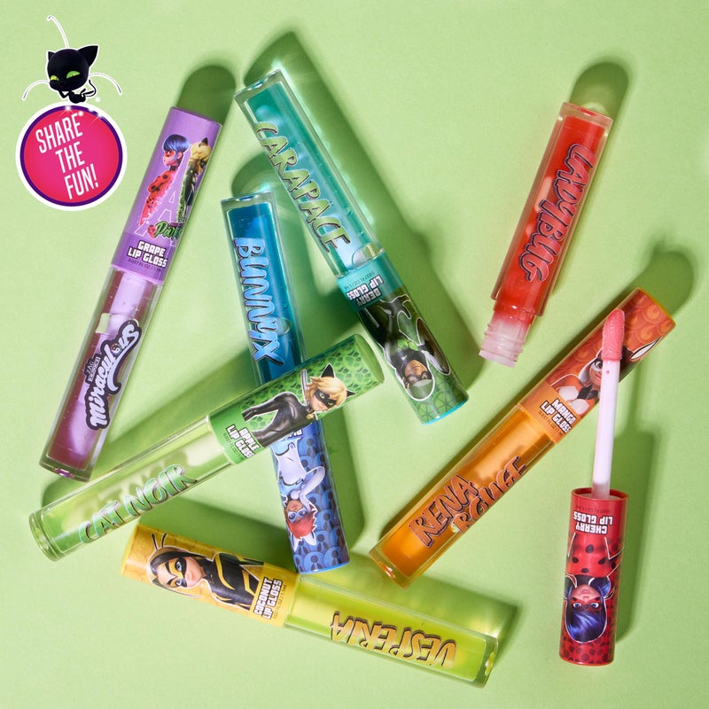 Miraculous 7pc Lip Gloss Set - Zag Heroez Lipgloss Collection Featuring Exciting Fruit Flavors & Precision Applicator Lip Gloss Tubes With Wand - Image 5