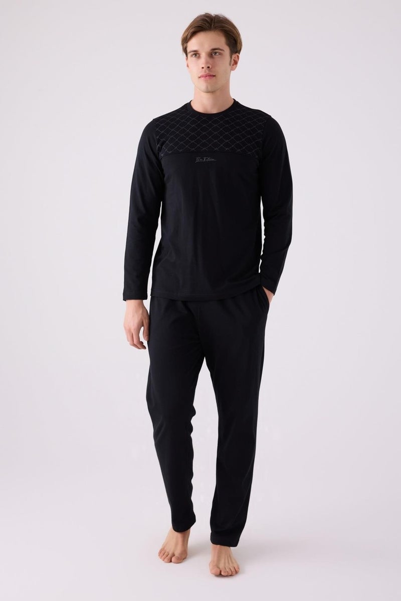 Arnetta Cotton Winter Men's Pajama Set, Lined Inside, Long Sleeves and Pockets  - Image 1