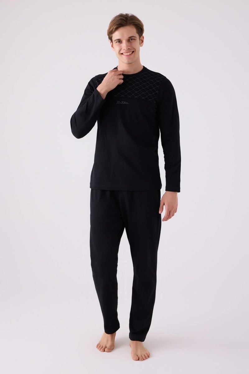 Arnetta Cotton Winter Men's Pajama Set, Lined Inside, Long Sleeves and Pockets  - Image 2