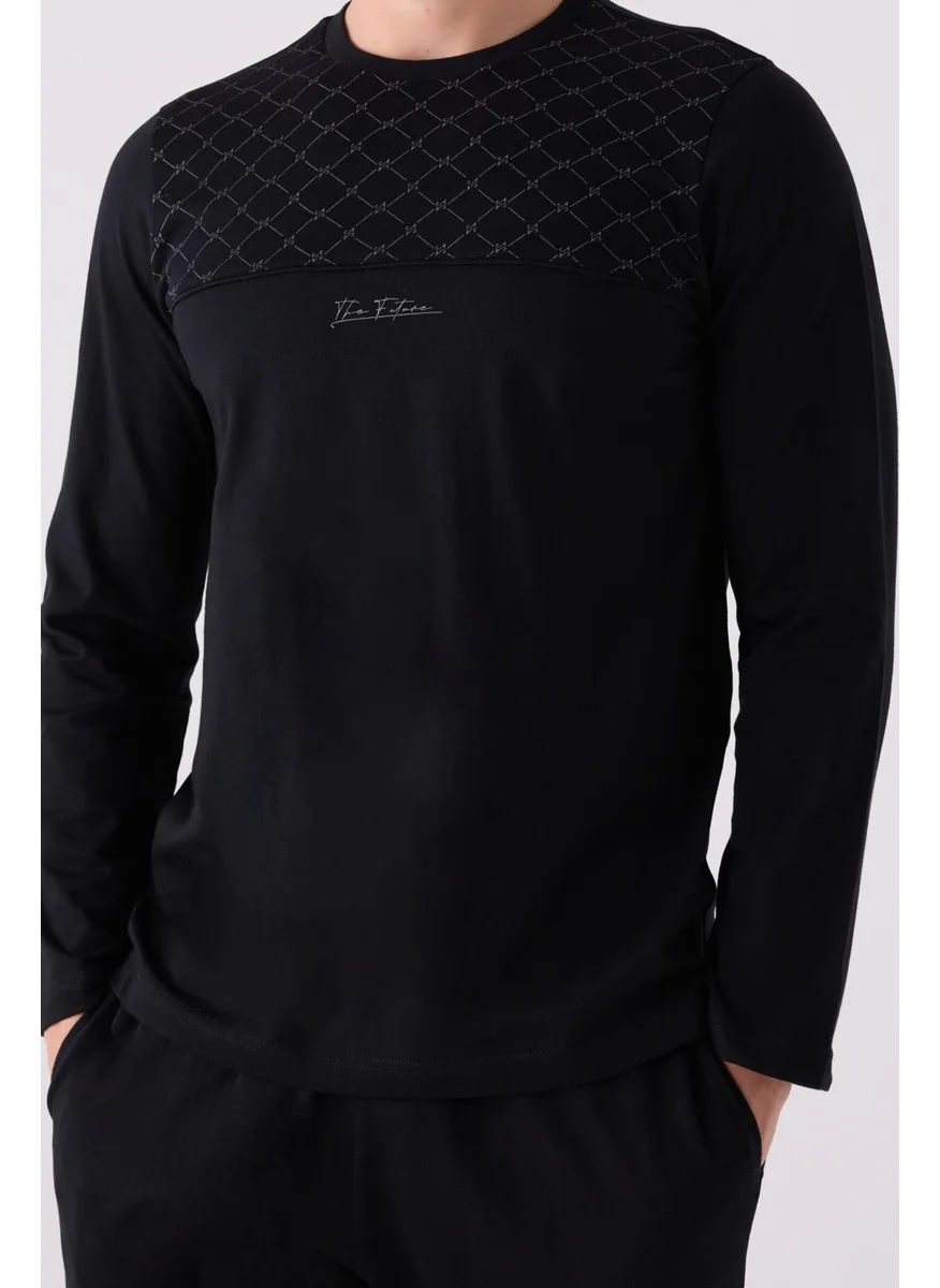 Arnetta Cotton Winter Men's Pajama Set, Lined Inside, Long Sleeves and Pockets