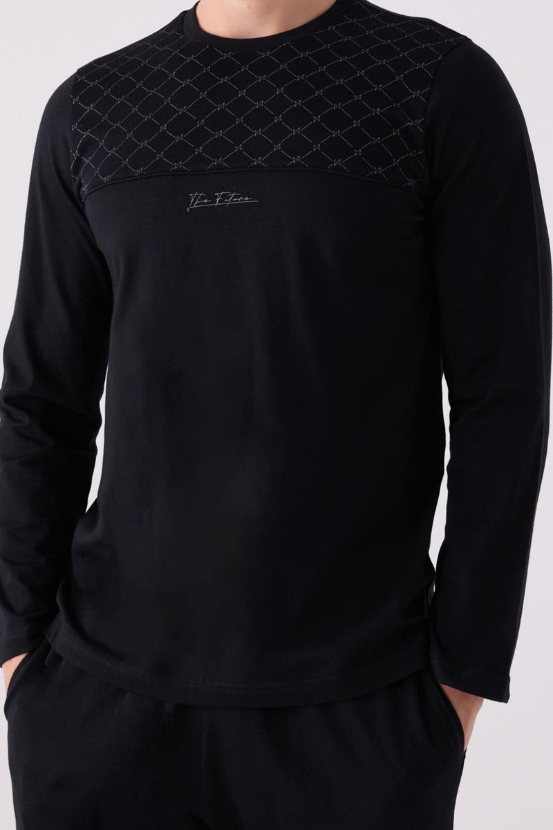 Arnetta Cotton Winter Men's Pajama Set, Lined Inside, Long Sleeves and Pockets  - Image 3