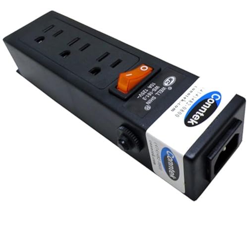 Conntek Power Strip 125V 7-1/2-Inch Housing IEC C14 to U.S 3 Prong Power Strip 3 Outlets with AC Adapter Space, Black - Image 1