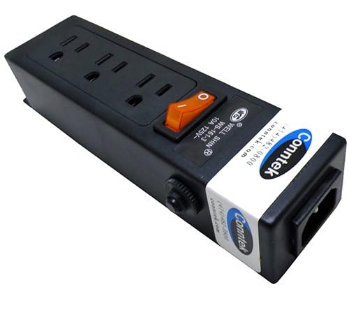 Conntek Power Strip 125V 7-1/2-Inch Housing IEC C14 to U.S 3 Prong Power Strip 3 Outlets with AC Adapter Space, Black - Image 2