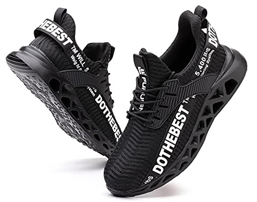 Furuian Steel Toe Sneakers for Men Women Lightweight Safety Shoes Comfortable Puncture Proof Slip On Indestructible Work Shoes Black - Image 1