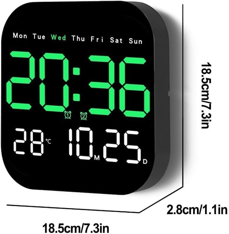 Astrometric 15-Inch Digital Wall Clock with Large LED Display – Remote Control, Auto-Dimming, Night Light, Date, Day, Temperature, DST Function – Ideal for Living Room, Bedroom (Square 9" Green) - Image 3