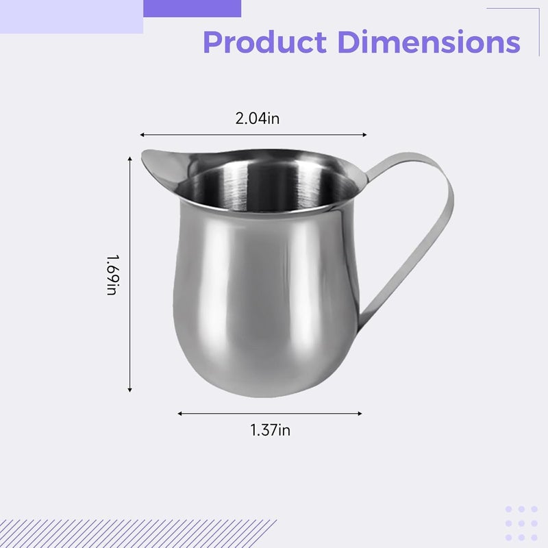 20 Pcs 60 Ml Creamer Pitcher with Spout, Stainless Steel Mini Creamer Dispenser, Shot Cup for Latte Art, Milk Frothing Pitcher, Size 1.7X2X1.4 in - Image 2